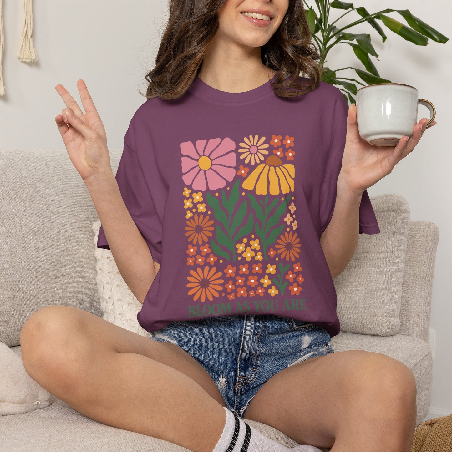 Boho Flower Shirt | Comfort Colors Tee | Vintage Floral Graphic T-Shirt for Women