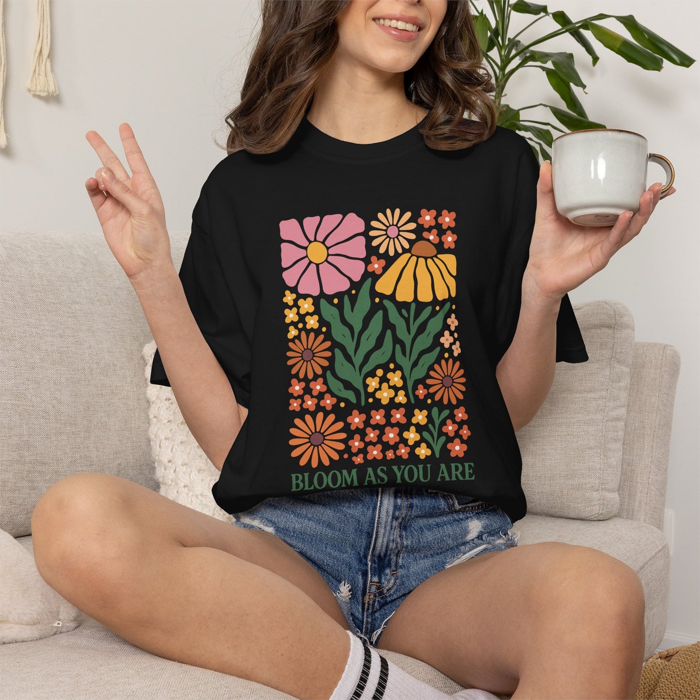 Boho Flower Shirt | Comfort Colors Tee | Vintage Floral Graphic T-Shirt for Women