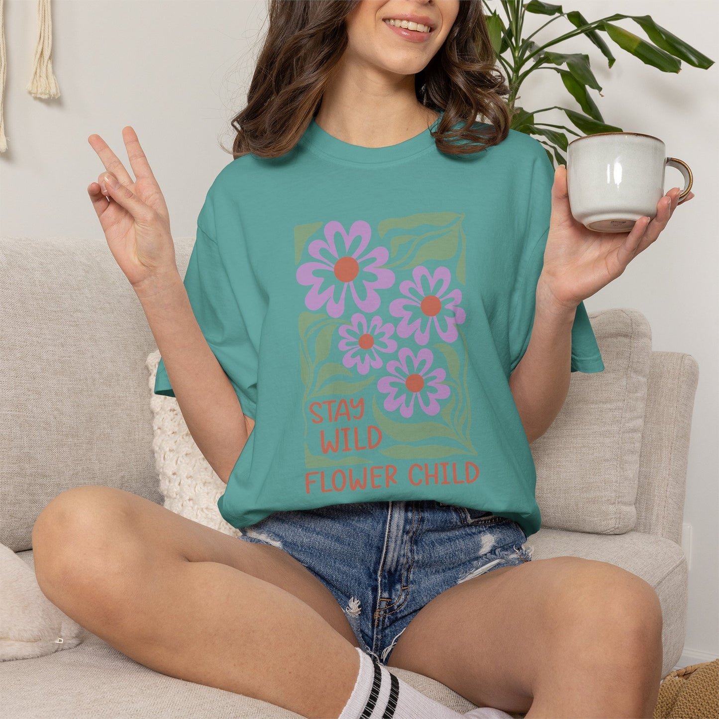 Boho Flower Shirt | Comfort Colors Tee | Vintage Floral Graphic T-Shirt for Women