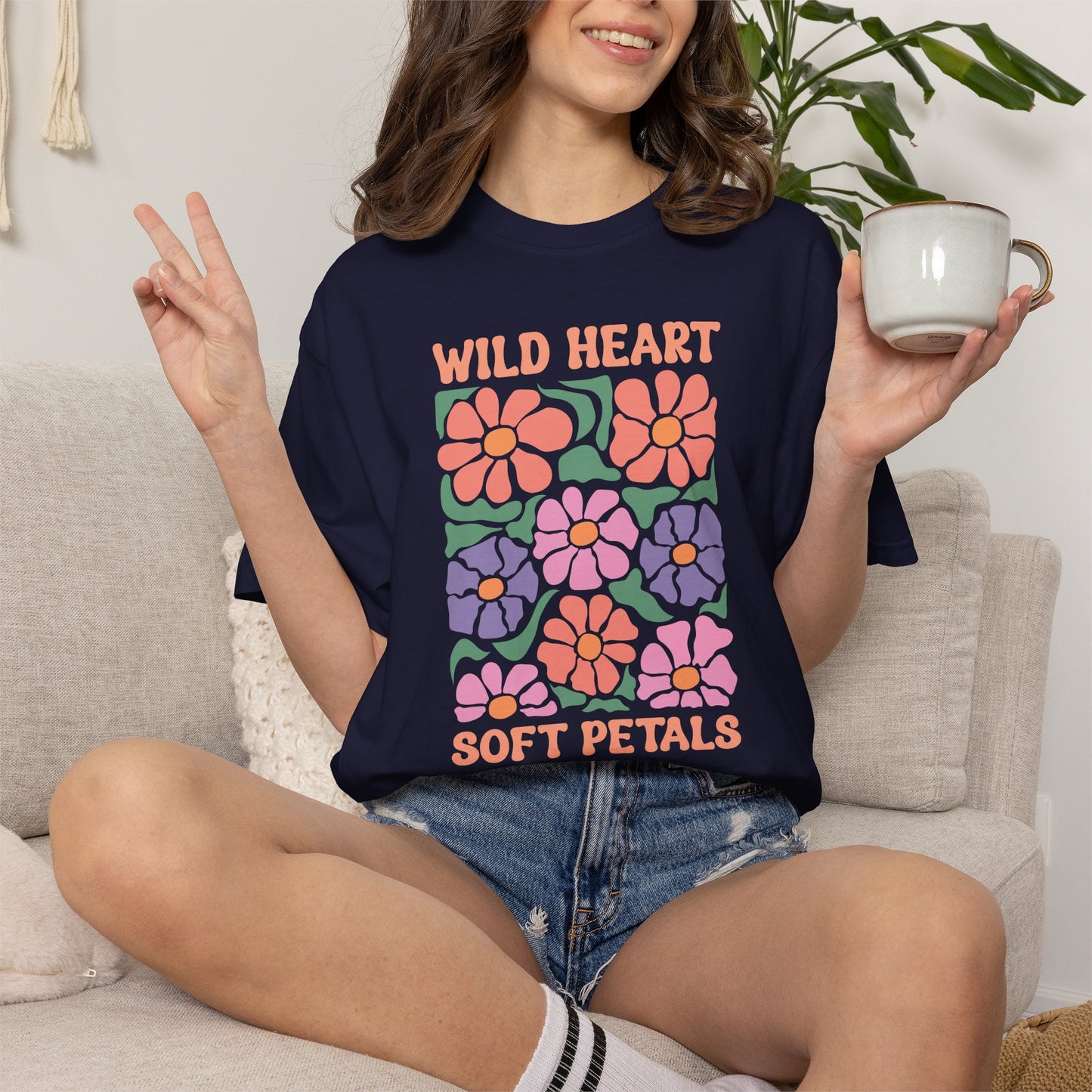 Boho Flower Shirt | Comfort Colors Tee | Vintage Floral Graphic T-Shirt for Women