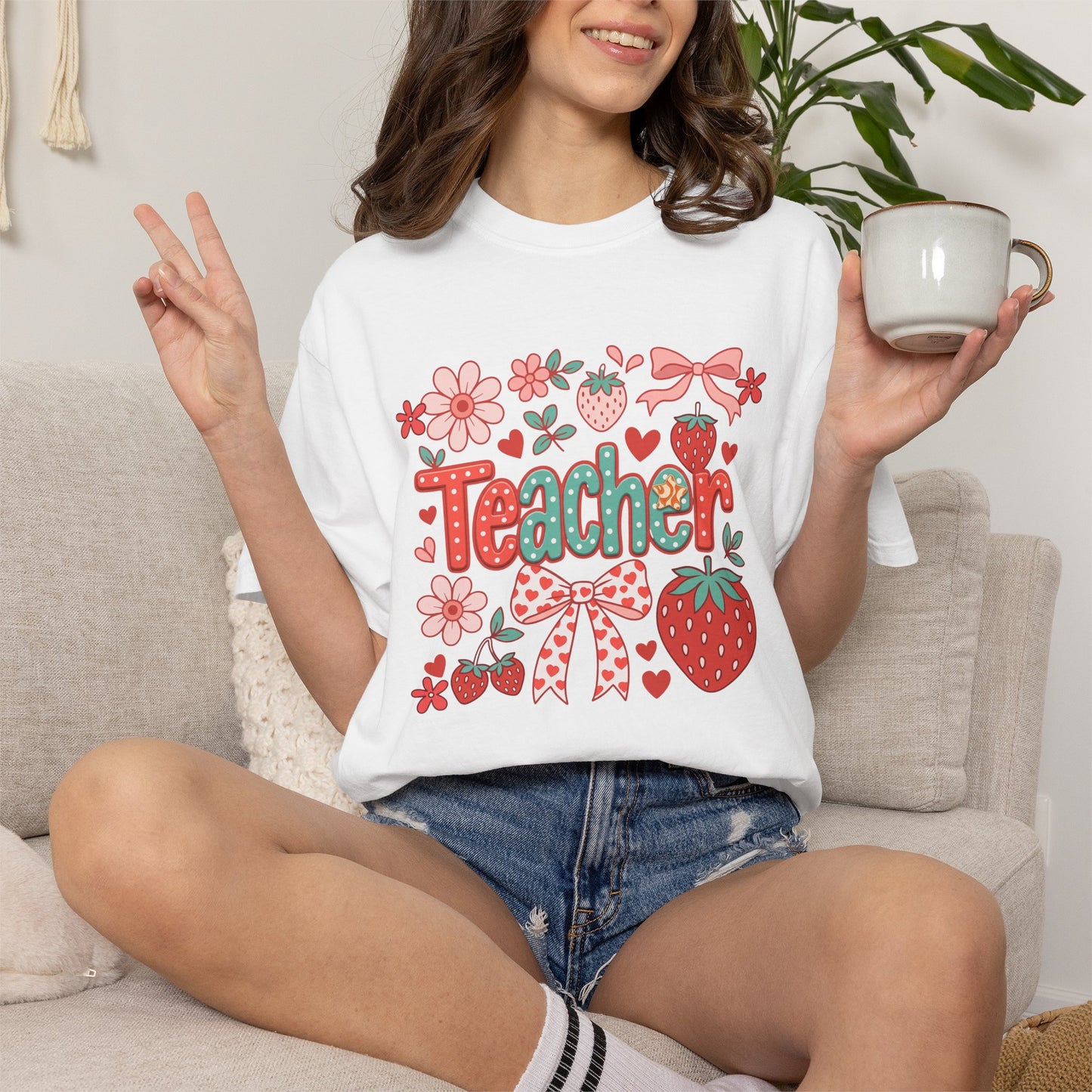 Cute Strawberry Teacher Shirt | Comfort Colors Teacher Tee | Back to School Gift