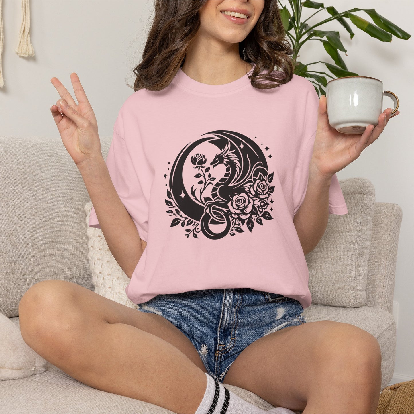Floral Dragon Shirt | Comfort Colors Tee | Fantasy Graphic T-Shirt for Women