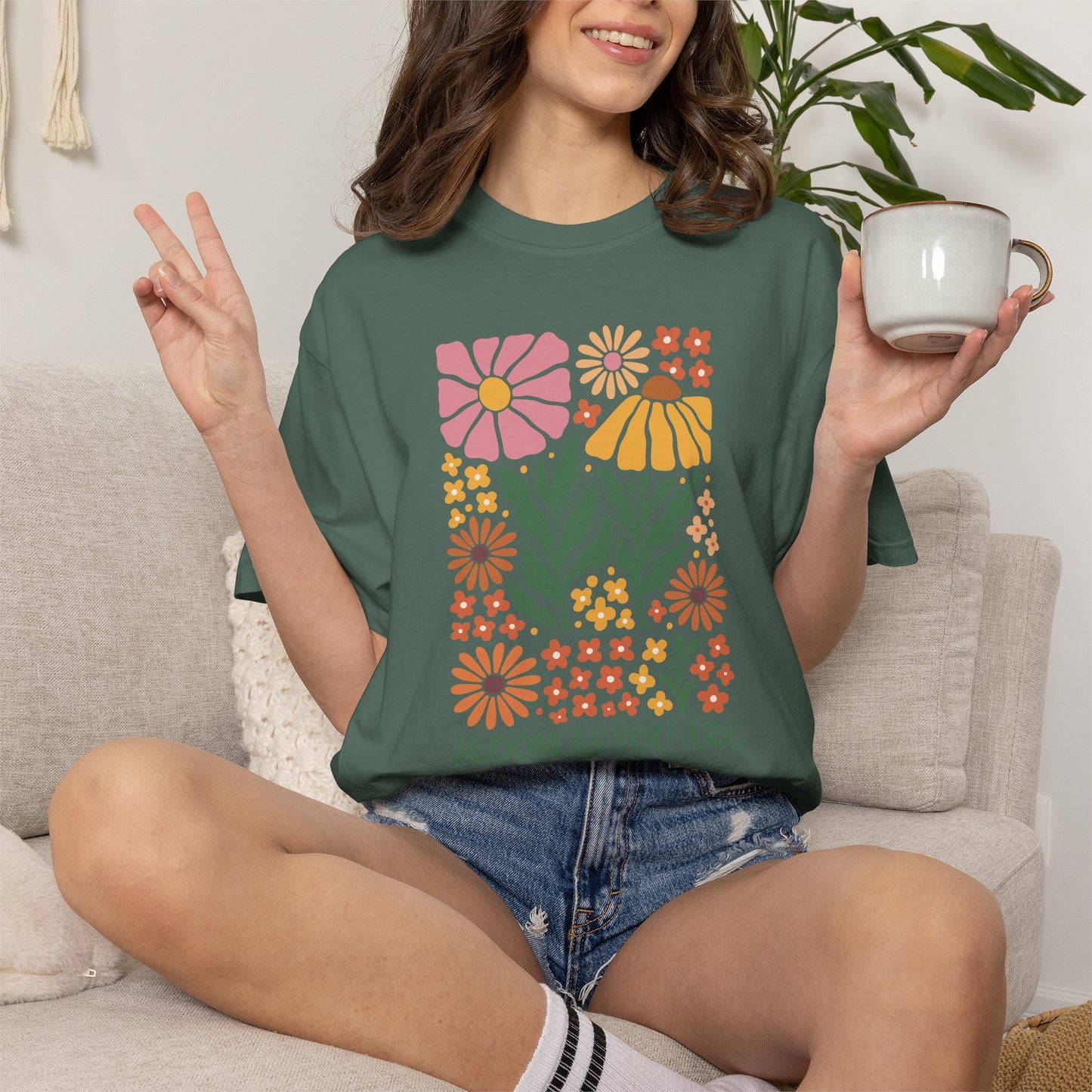 Boho Flower Shirt | Comfort Colors Tee | Vintage Floral Graphic T-Shirt for Women