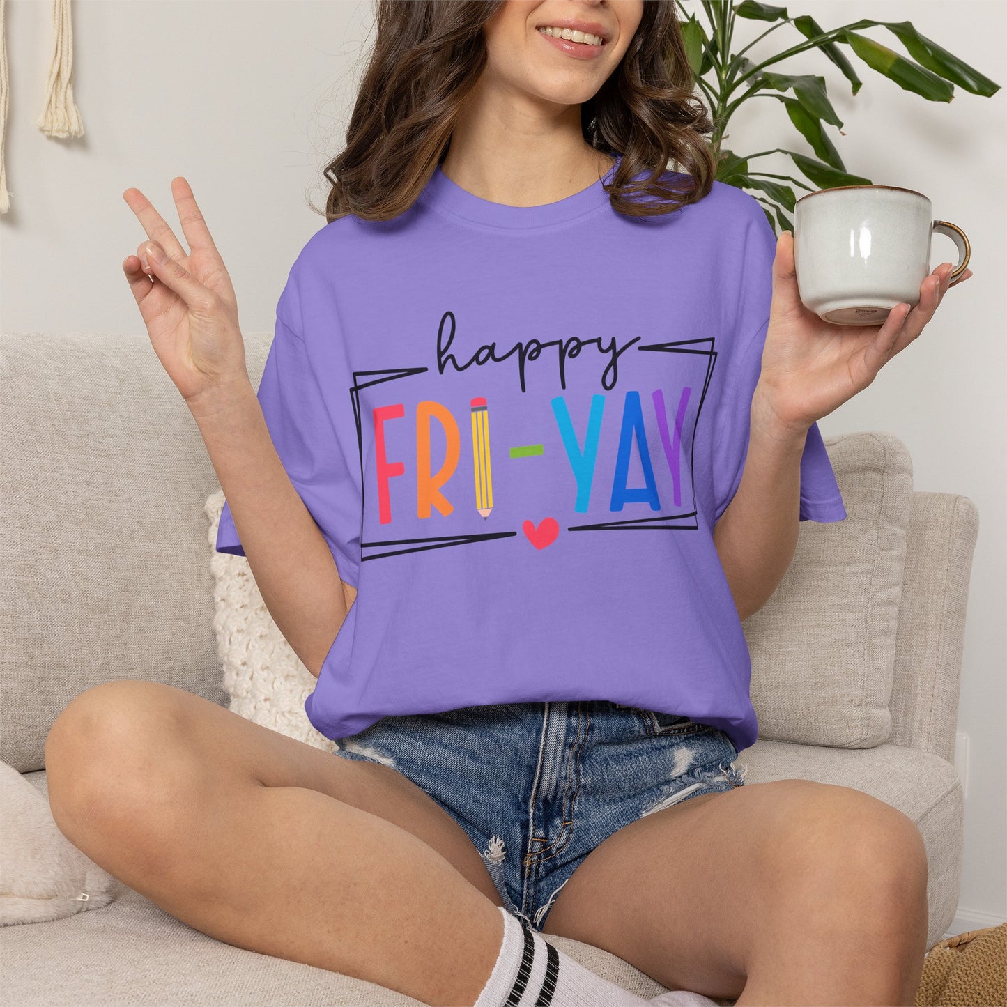 Happy Fri-Yay Shirt | Comfort Colors Tee | Funny Friday Graphic T-Shirt for Women