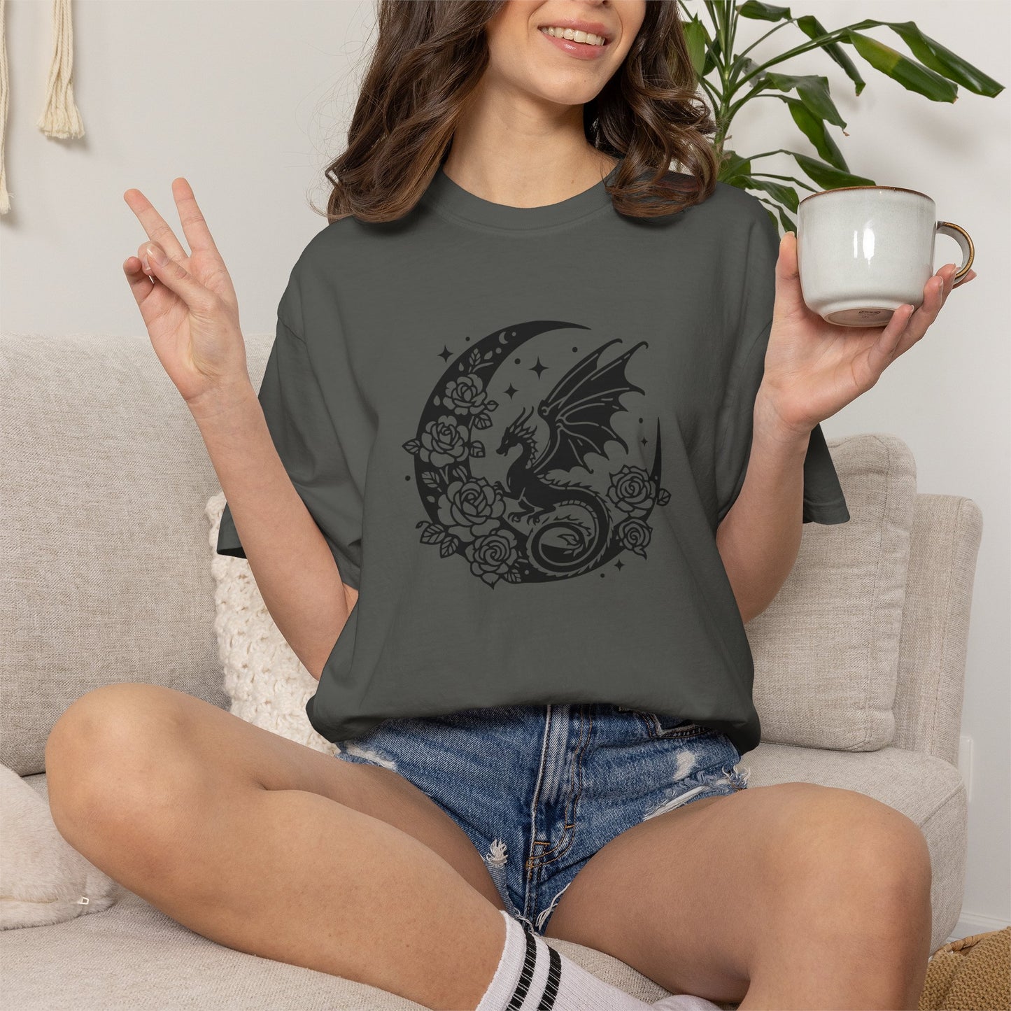 Floral Dragon Shirt | Comfort Colors Tee | Fantasy Graphic T-Shirt for Women