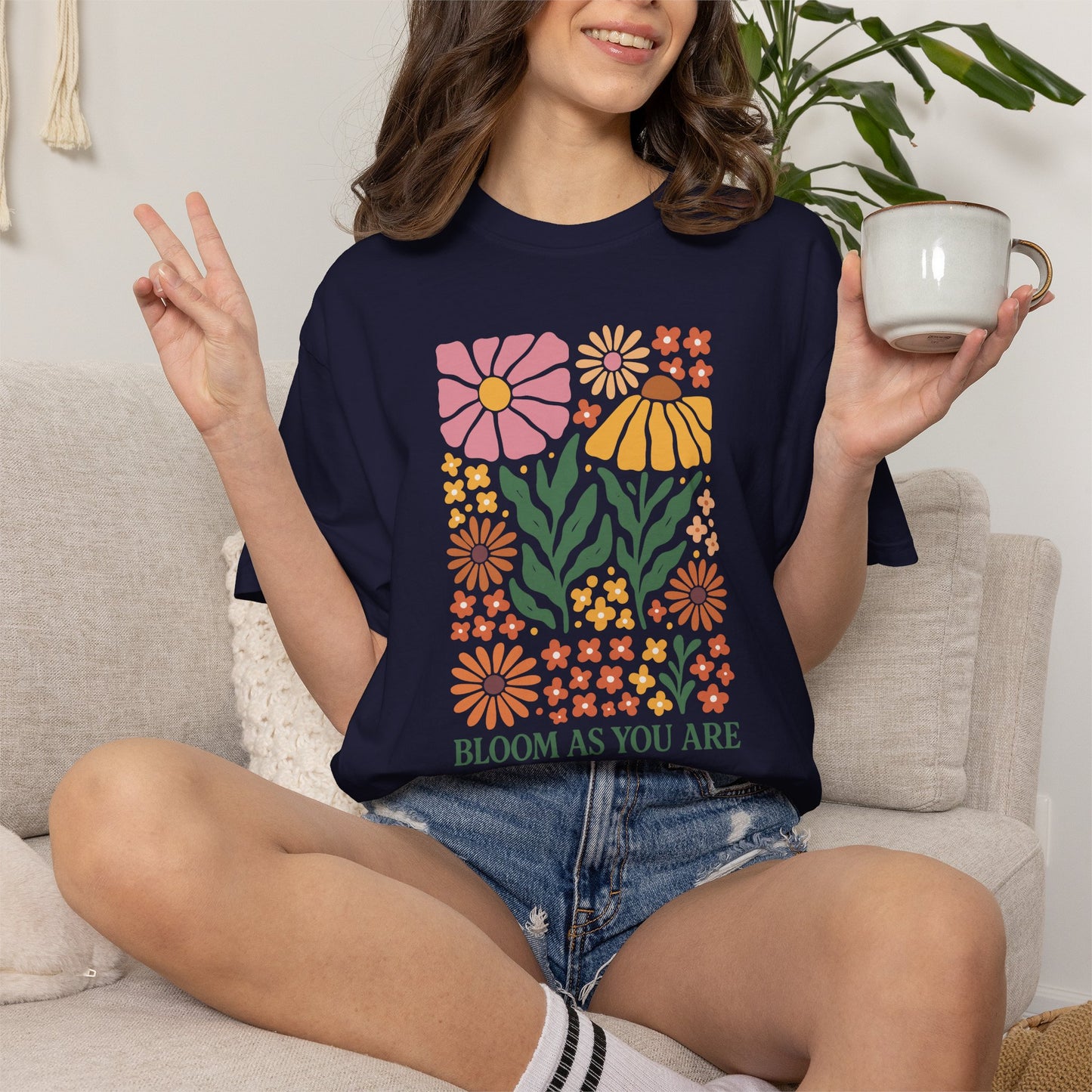 Boho Flower Shirt | Comfort Colors Tee | Vintage Floral Graphic T-Shirt for Women
