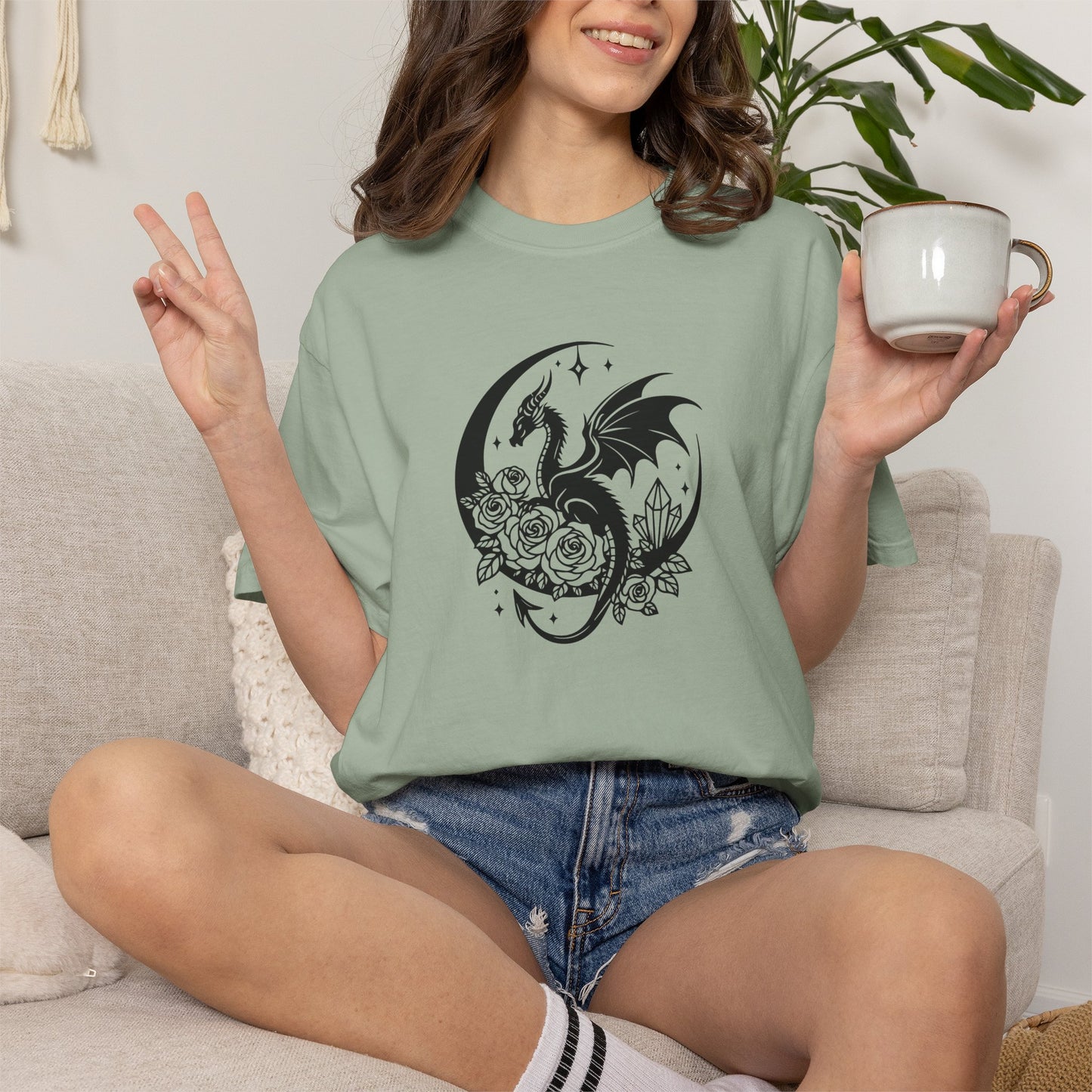 Floral Dragon Shirt | Comfort Colors Tee | Fantasy Graphic T-Shirt for Women