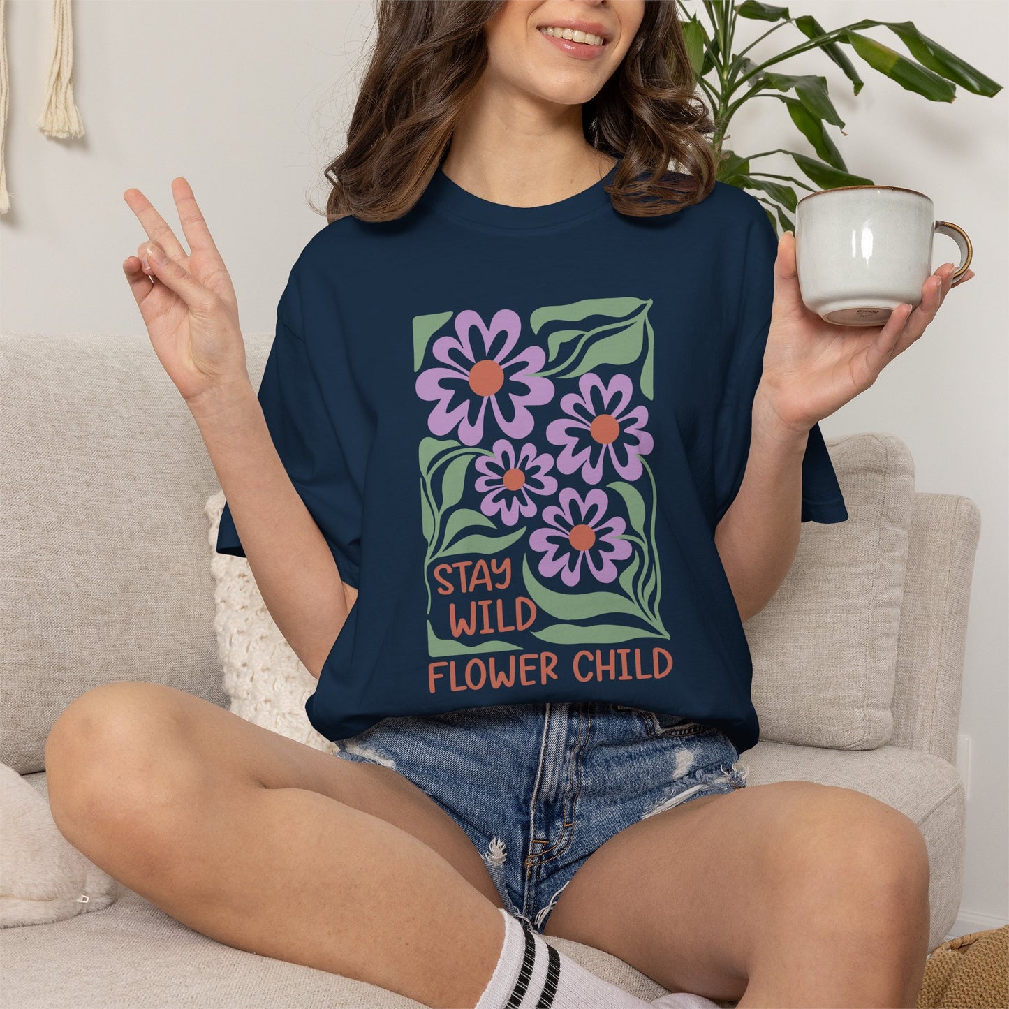 Boho Flower Shirt | Comfort Colors Tee | Vintage Floral Graphic T-Shirt for Women
