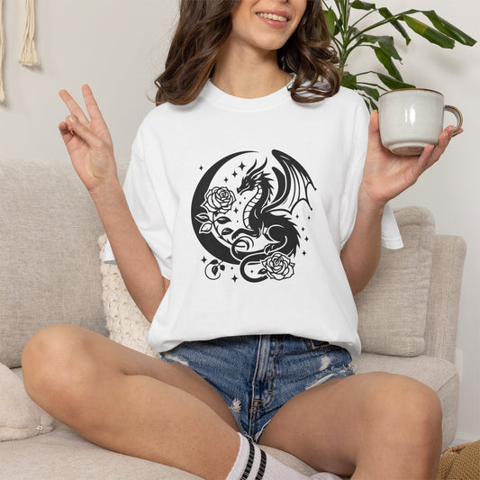 Floral Dragon Shirt | Comfort Colors Tee | Fantasy Graphic T-Shirt for Women