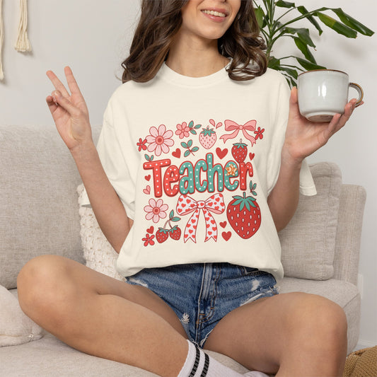 Cute Strawberry Teacher Shirt | Comfort Colors Teacher Tee | Back to School Gift