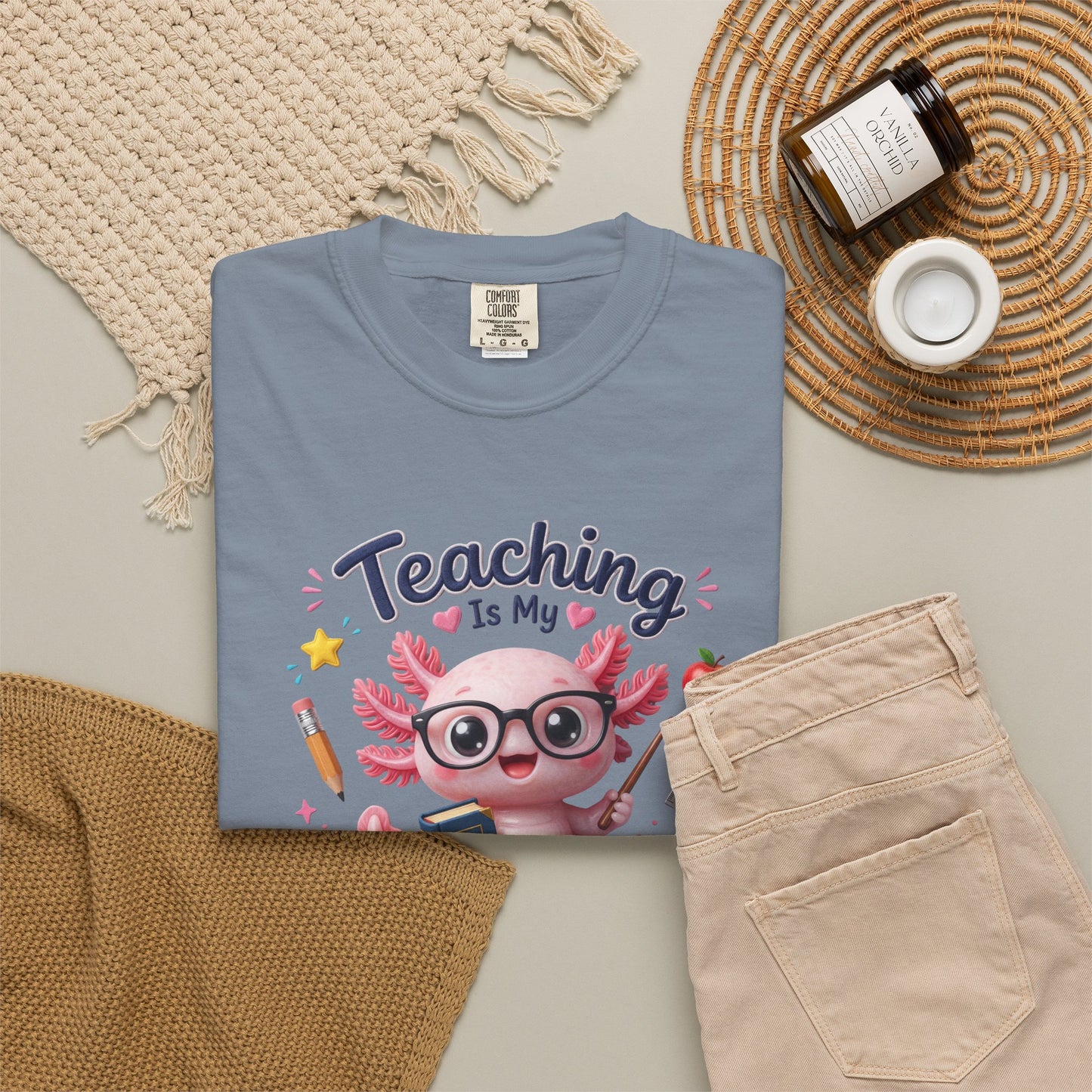 Teaching Is My Superpower Shirt | Axolotl Teacher Shirt | Comfort Colors Graphic Tee