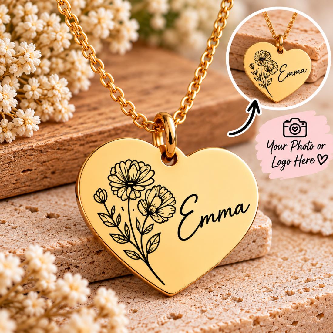 Personalized Engraved Heart Necklace | Custom Name, Initials or Message Jewelry