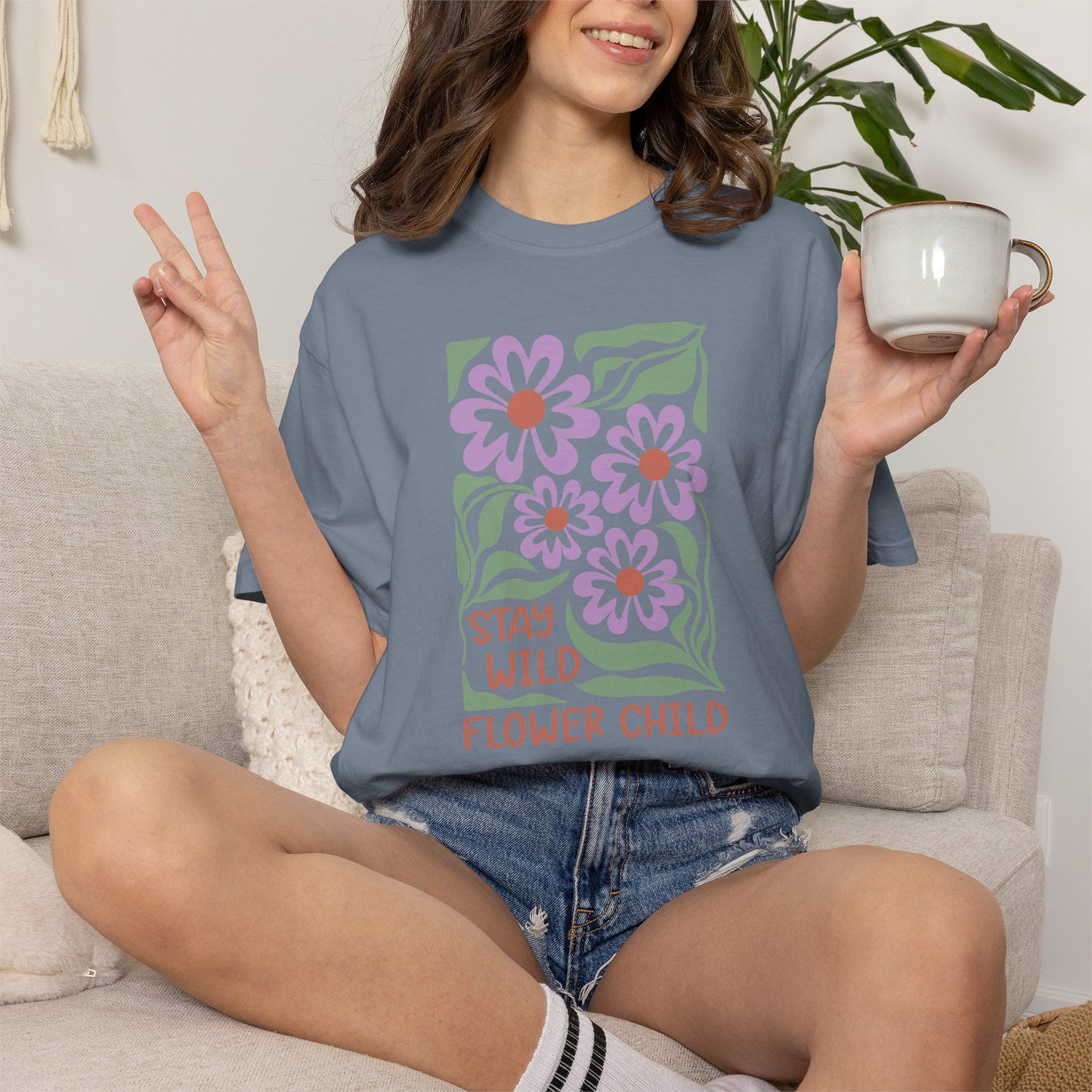 Boho Flower Shirt | Comfort Colors Tee | Vintage Floral Graphic T-Shirt for Women