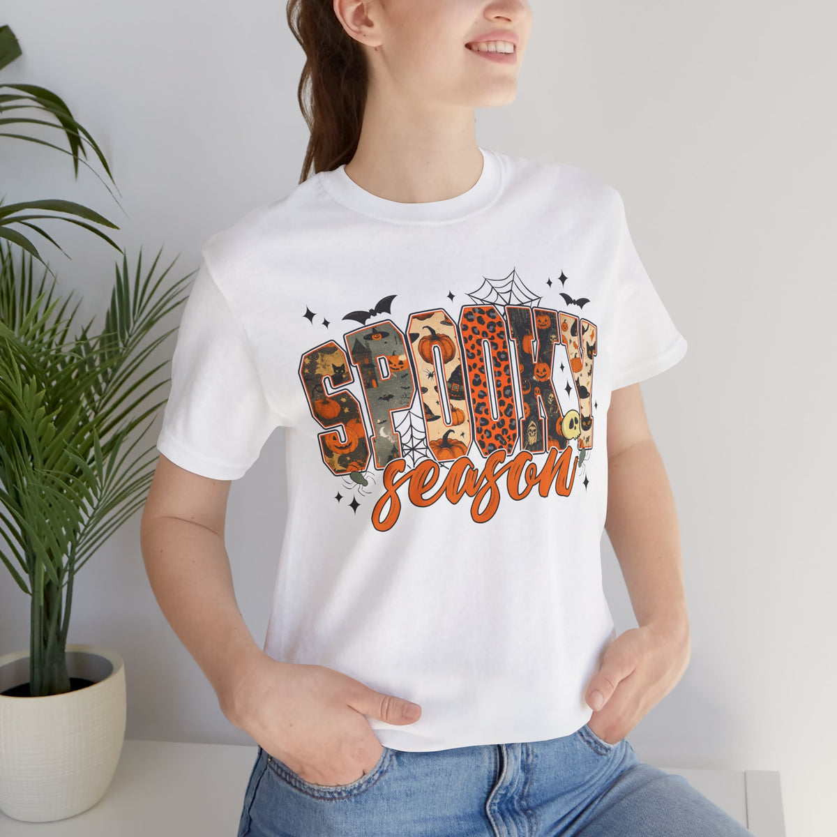 Women's Spooky Season Graphic T-Shirt, Cute Fall Halloween Top
