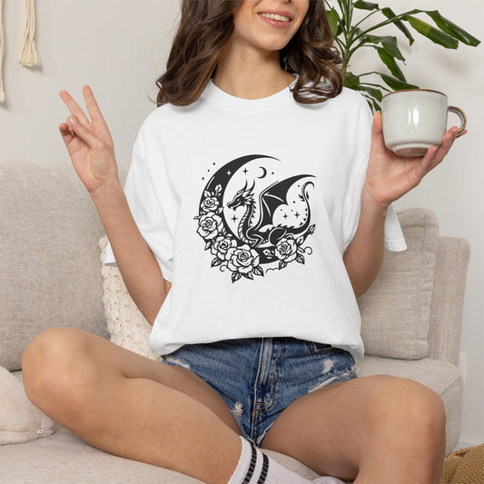 Floral Dragon Shirt | Comfort Colors Tee | Fantasy Graphic T-Shirt for Women