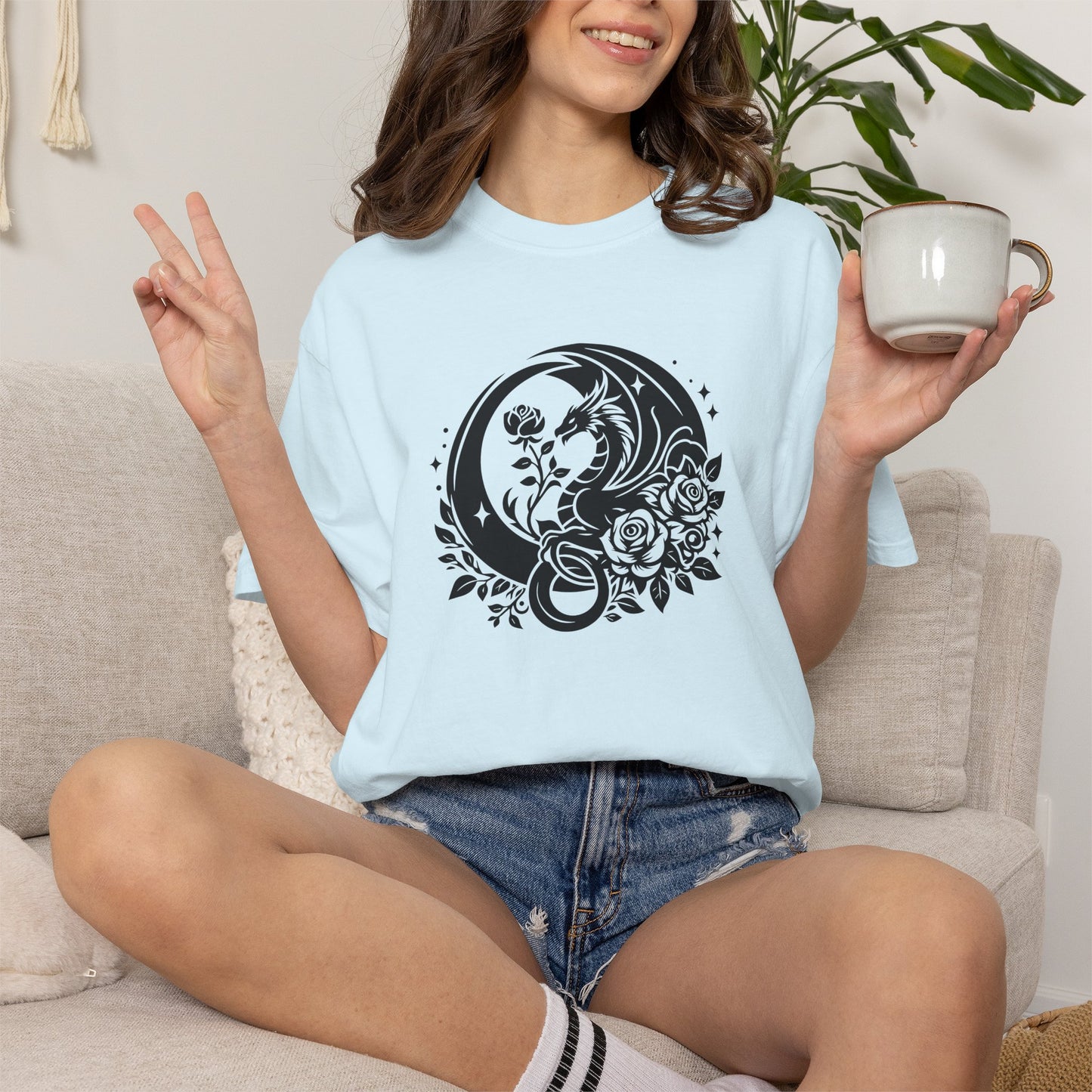 Floral Dragon Shirt | Comfort Colors Tee | Fantasy Graphic T-Shirt for Women