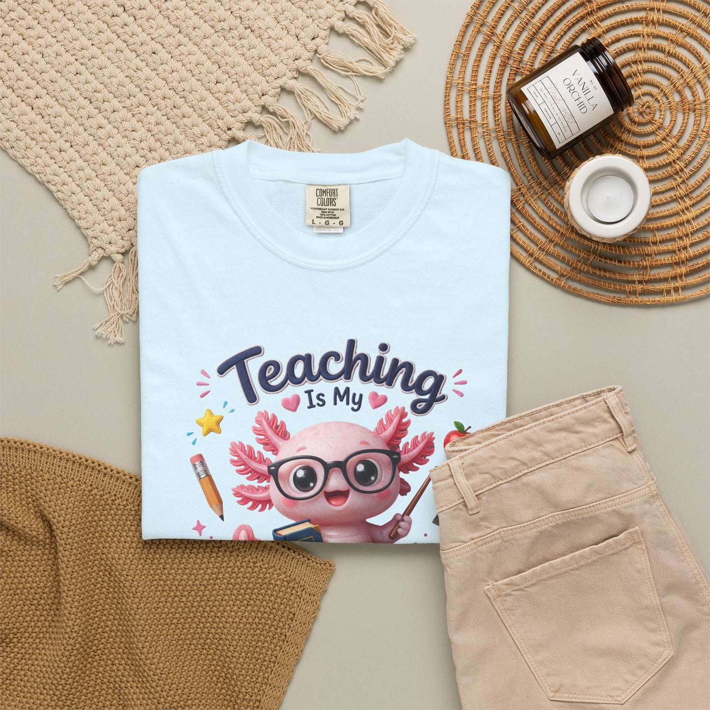 Teaching Is My Superpower Shirt | Axolotl Teacher Shirt | Comfort Colors Graphic Tee