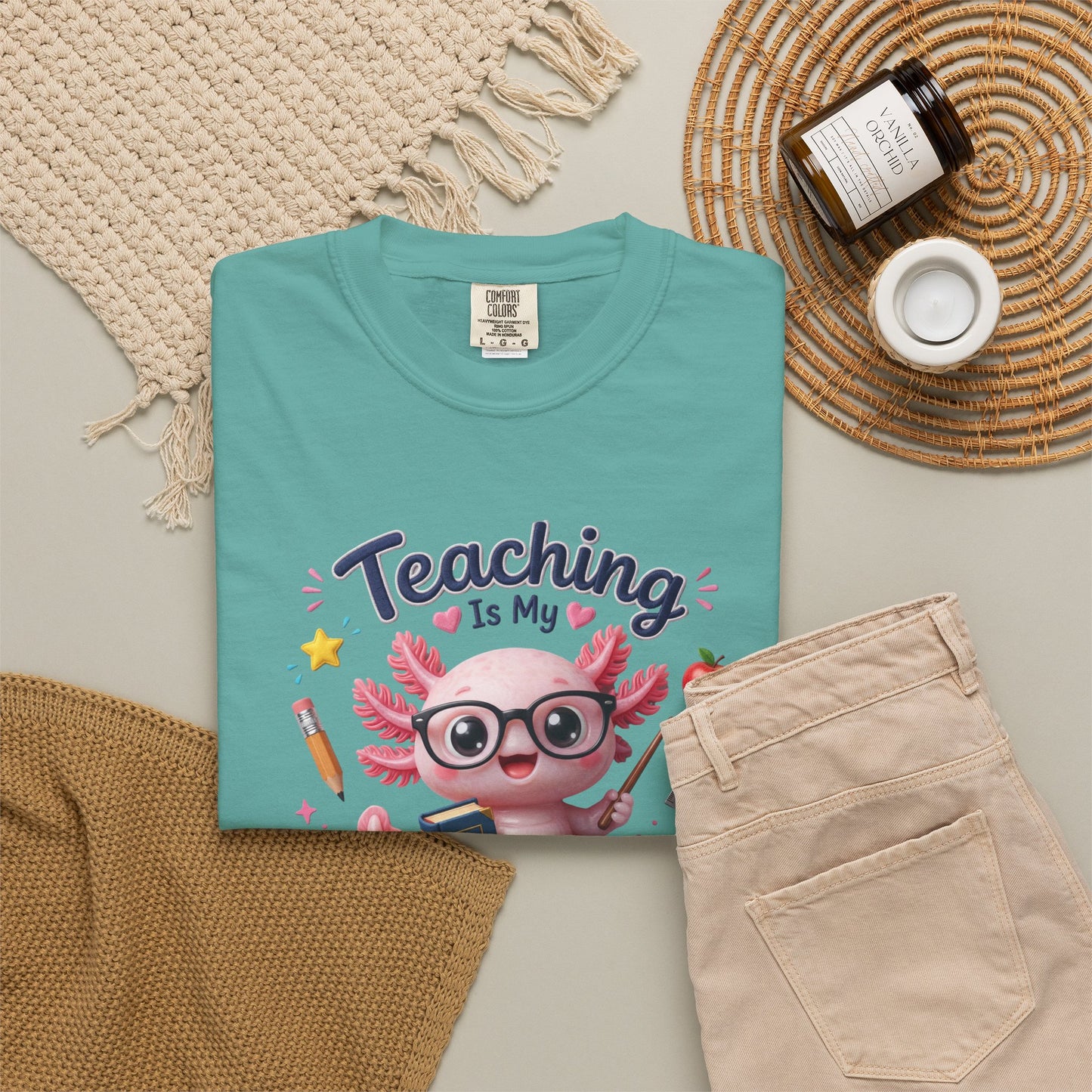 Teaching Is My Superpower Shirt | Axolotl Teacher Shirt | Comfort Colors Graphic Tee