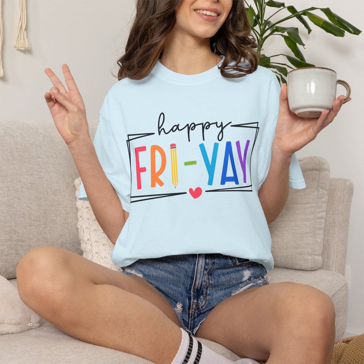 Happy Fri-Yay Shirt | Comfort Colors Tee | Funny Friday Graphic T-Shirt for Women