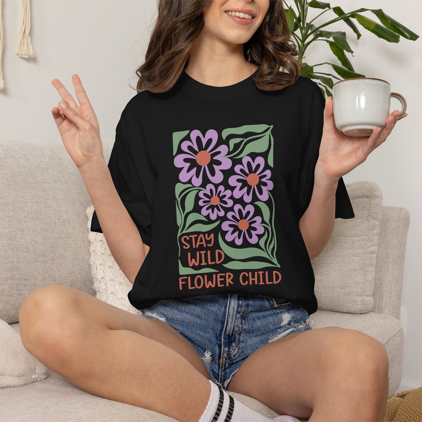 Boho Flower Shirt | Comfort Colors Tee | Vintage Floral Graphic T-Shirt for Women