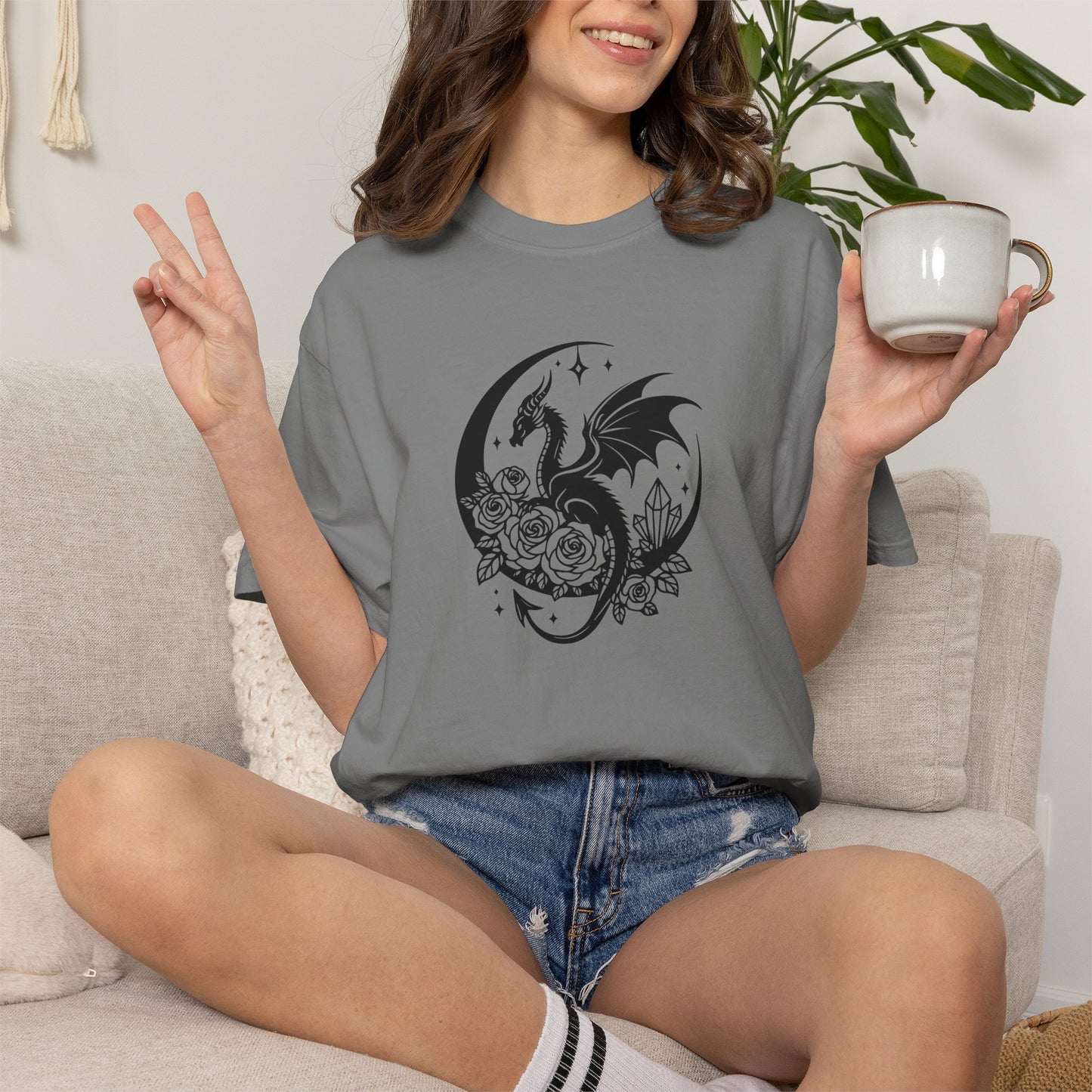 Floral Dragon Shirt | Comfort Colors Tee | Fantasy Graphic T-Shirt for Women