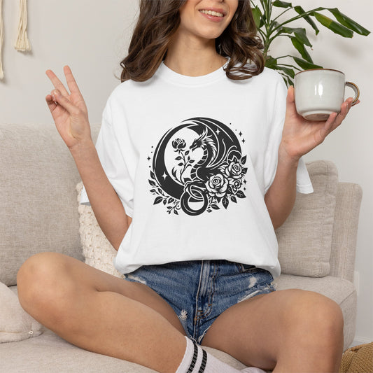 Floral Dragon Shirt | Comfort Colors Tee | Fantasy Graphic T-Shirt for Women