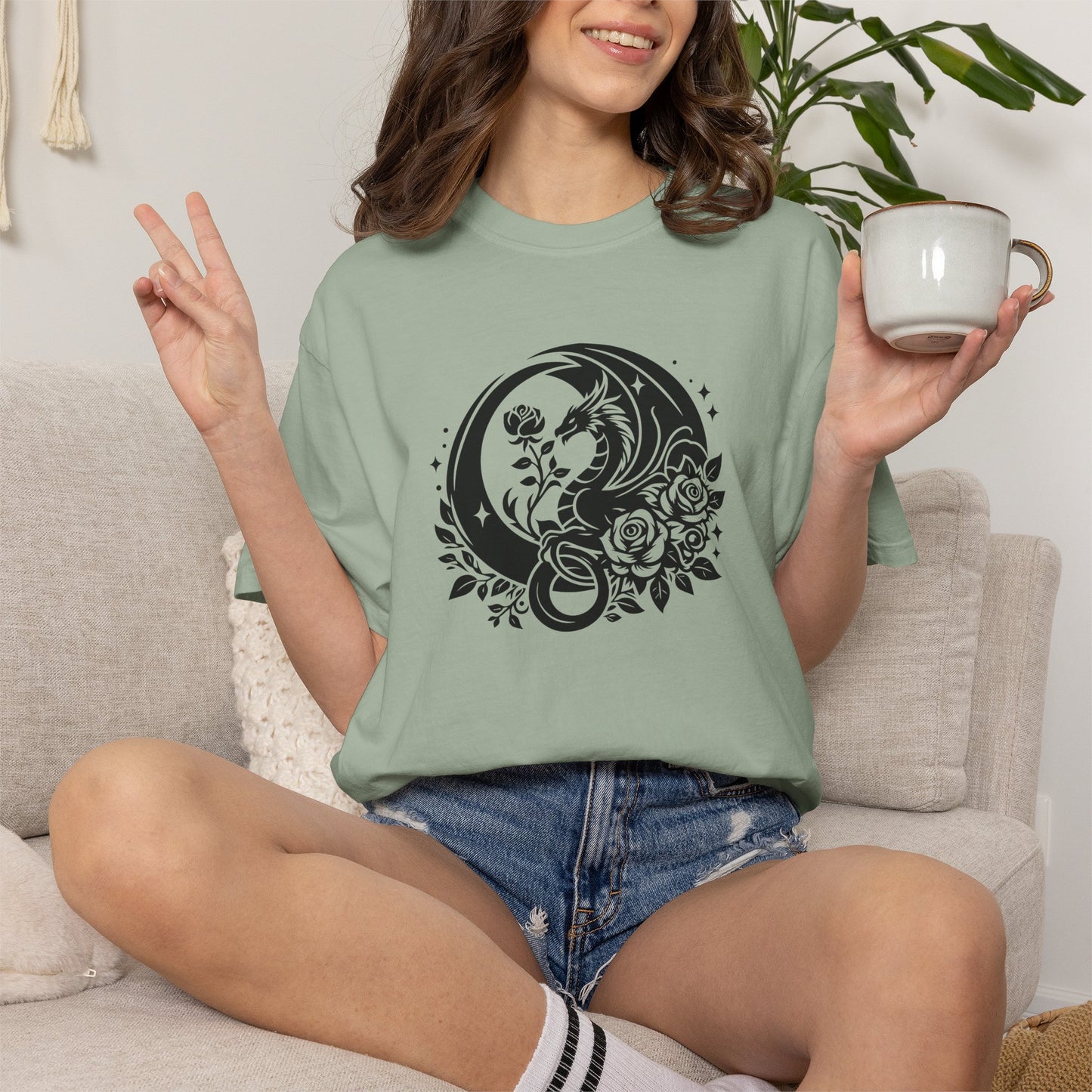 Floral Dragon Shirt | Comfort Colors Tee | Fantasy Graphic T-Shirt for Women